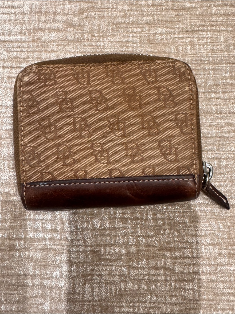 Dooney & Bourke Tan and Brown bi fold small Wallet - Picture 2 of 4